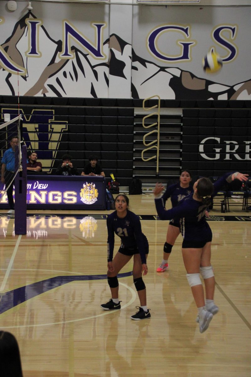 Outside Hitter Monserratt Gutierrez ('25) getting up for a spike.